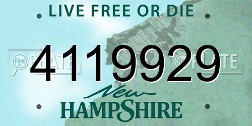 4119929 New Hampshire License Plate