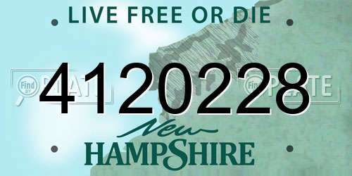 4120228 New Hampshire License Plate