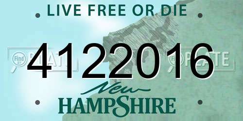 4122016 New Hampshire License Plate