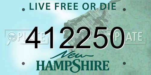412250 New Hampshire License Plate