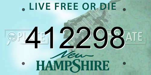 412298 New Hampshire License Plate