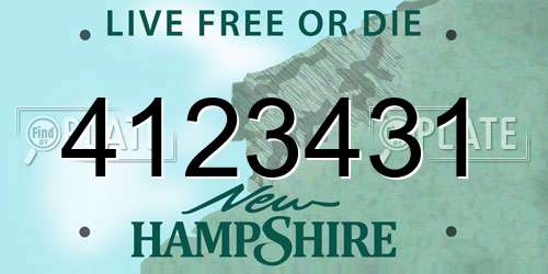 4123431 New Hampshire License Plate