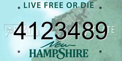 4123489 New Hampshire License Plate