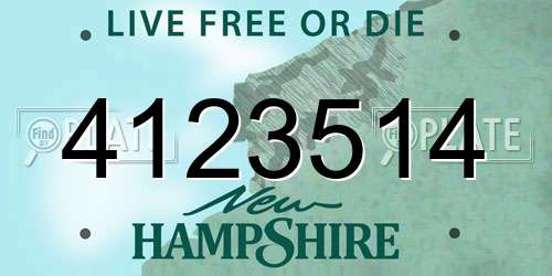 4123514 New Hampshire License Plate