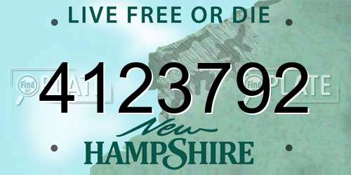 4123792 New Hampshire License Plate