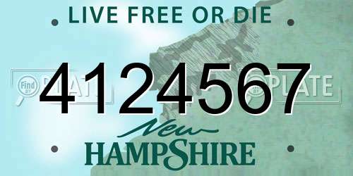 4124567 New Hampshire License Plate