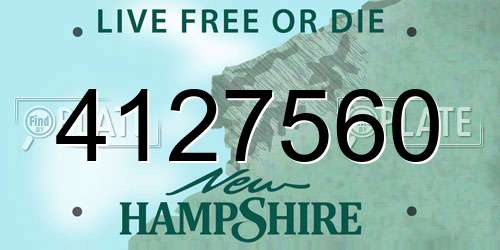 4127560 New Hampshire License Plate