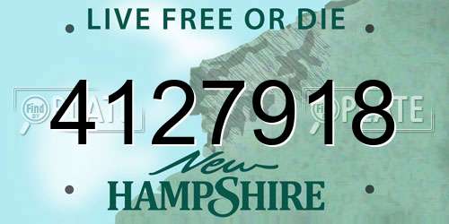 4127918 New Hampshire License Plate