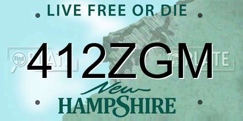 412ZGM New Hampshire License Plate