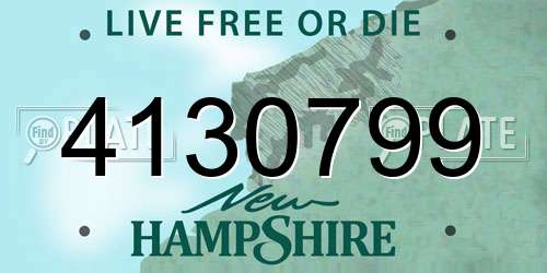 4130799 New Hampshire License Plate