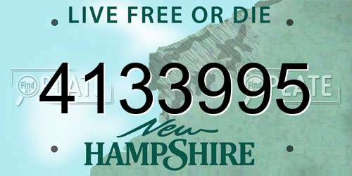 4133995 New Hampshire License Plate