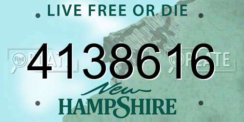 4138616 New Hampshire License Plate