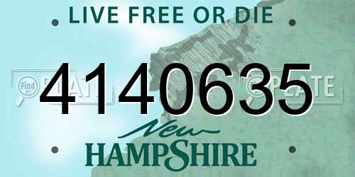 4140635 New Hampshire License Plate