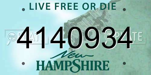 4140934 New Hampshire License Plate