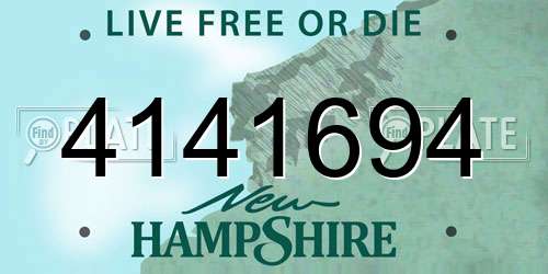 4141694 New Hampshire License Plate