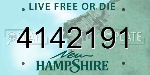 4142191 New Hampshire License Plate