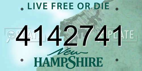 4142741 New Hampshire License Plate