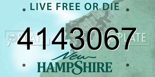 4143067 New Hampshire License Plate