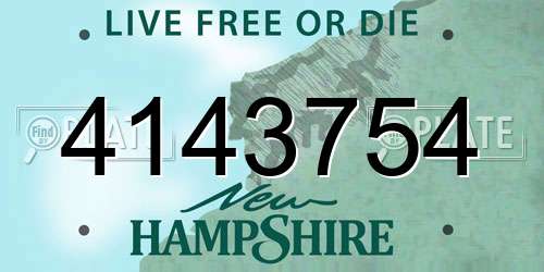 4143754 New Hampshire License Plate
