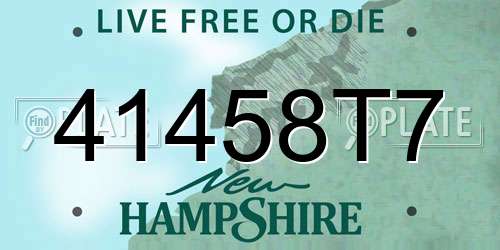 41458T7 New Hampshire License Plate