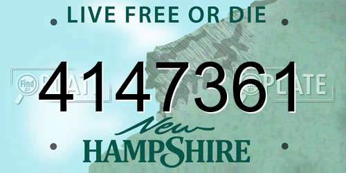4147361 New Hampshire License Plate