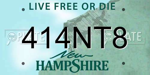414NT8 New Hampshire License Plate