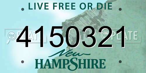 4150321 New Hampshire License Plate