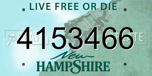 4153466 New Hampshire License Plate