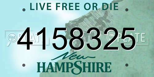 4158325 New Hampshire License Plate