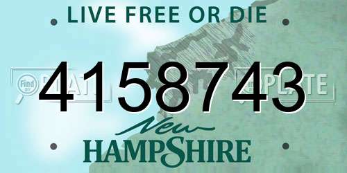 4158743 New Hampshire License Plate