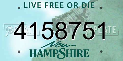 4158751 New Hampshire License Plate
