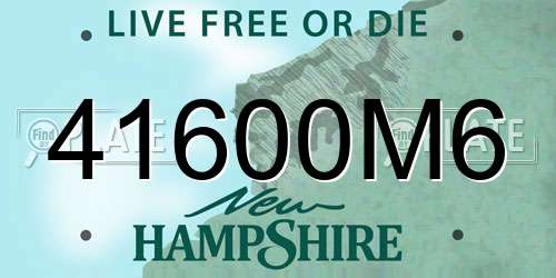 41600M6 New Hampshire License Plate