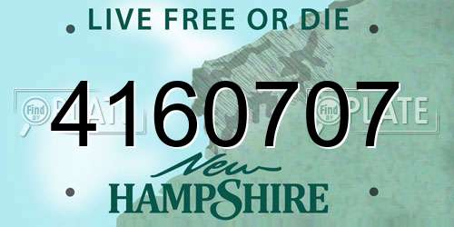 4160707 New Hampshire License Plate