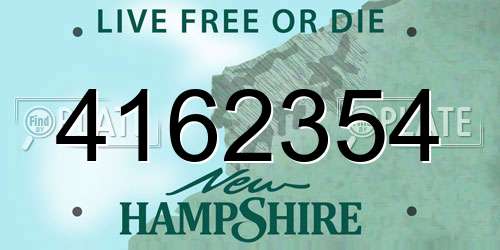 4162354 New Hampshire License Plate