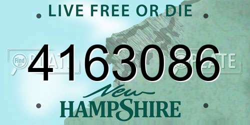 4163086 New Hampshire License Plate