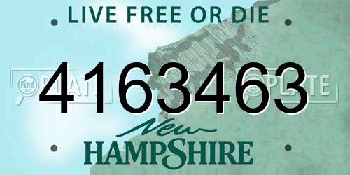 4163463 New Hampshire License Plate
