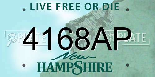 4168AP New Hampshire License Plate