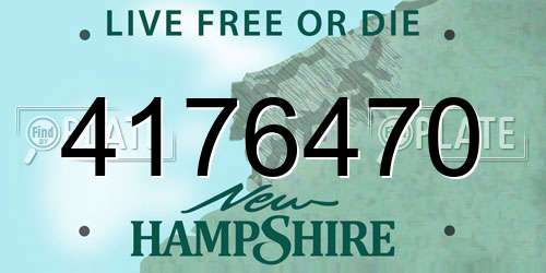 4176470 New Hampshire License Plate