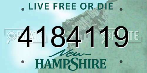 4184119 New Hampshire License Plate
