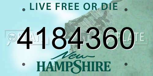 4184360 New Hampshire License Plate