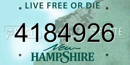 4184926 New Hampshire License Plate
