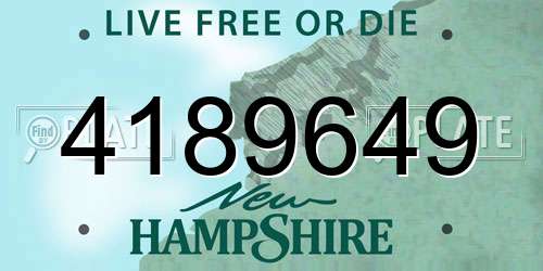 4189649 New Hampshire License Plate