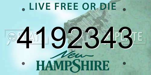4192343 New Hampshire License Plate