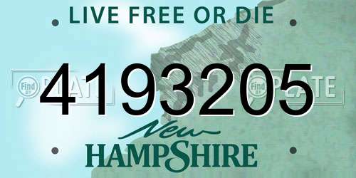 4193205 New Hampshire License Plate