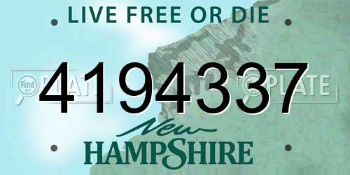 4194337 New Hampshire License Plate