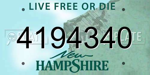 4194340 New Hampshire License Plate