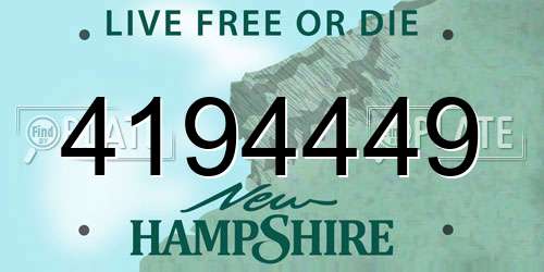 4194449 New Hampshire License Plate