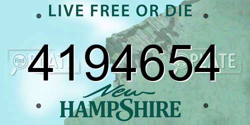 4194654 New Hampshire License Plate