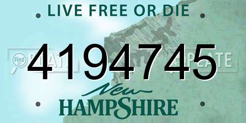 4194745 New Hampshire License Plate