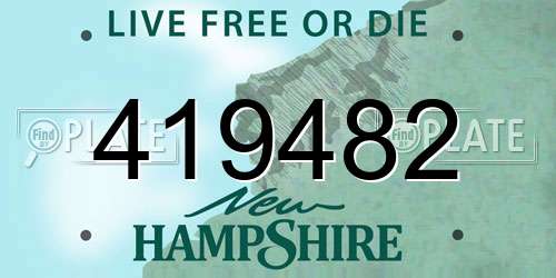 419482 New Hampshire License Plate